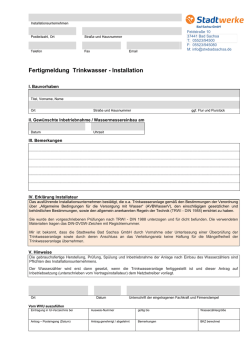 Fertigmeldung Trinkwasser - Installation