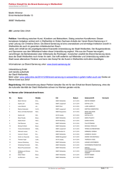 Unterschriftenliste zur Petition Kämpft für die Brand