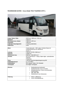 TECHNISCHE DATEN &ndash; Iveco Daily 70C17 RAPIDO CITY L