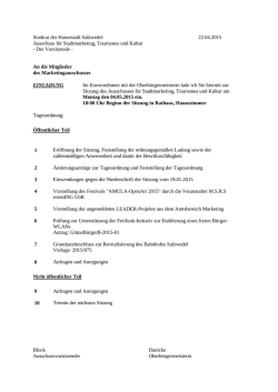 Stadtrat der Hansestadt Salzwedel 22.04.2015 Ausschuss für