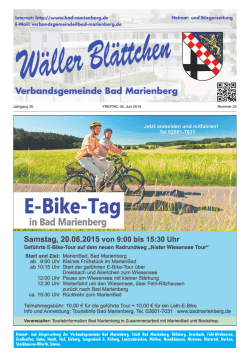 Heimat- und Bürgerzeitung der Verbandsgemeinde Bad Marienberg