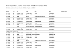 Probenplan Paulus-Chor Zürich März 2015 bis Dezember 2015