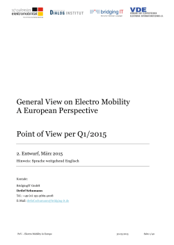 General View on Electro Mobility A European Perspective Point of