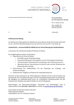 Stellenausschreibung - Philosophische Fakultät - Ernst-Moritz