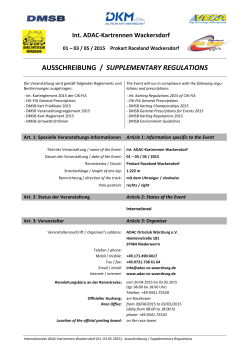 Ausschreibung Int. ADAC-Kartrennen Wackersdorf