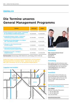 Die Termine unseres General Management Programms