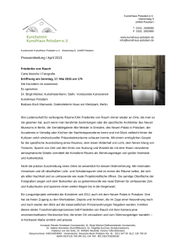 Pressemitteilung / April 2015 - Kunstverein KunstHaus Potsdam