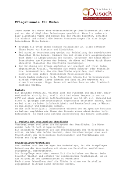 Pflegehinweis für Böden - Tischlerei Musack GmbH