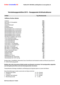 Die Vermietungs-Preisliste 2015