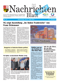 Nachrichtenblatt Nr. 21 vom 21. Mai 2015