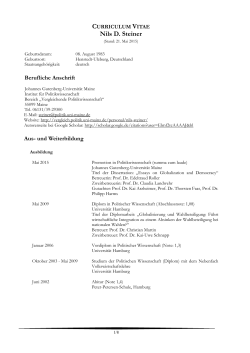 Nils D. Steiner - Vergleichende Politikwissenschaft