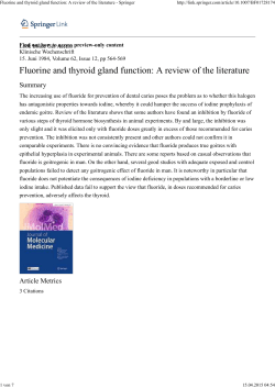 Fluorine and thyroid gland function: A review of the literature