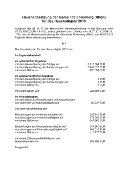 Haushaltssatzung der Gemeinde Ehrenberg (Rhön)