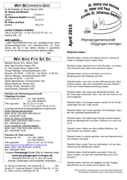 Monatsblatt April 2015 - Pfarreiengemeinschaft Göggingen