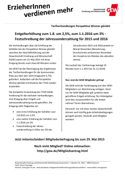Festschreibung der Jahressonderzahlung für 2015 und 2016