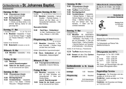 Gottesdienste in St. Johannes Baptist,