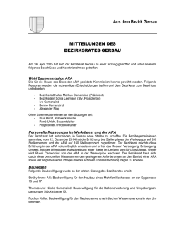 Mitteilungen des Bezirksrates vom 24. April 2015