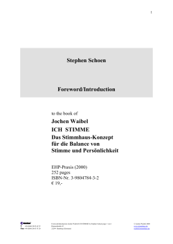 Stephen Schoen Foreword/Introduction Jochen Waibel ICH STIMME