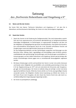 Satzung - Dorfverein Hohenthann und Umgebung eV