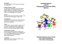 Ausbildungskurs Leiter/in Heimgruppenunterricht (HGU) 2015