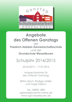 Angebote des Offenen Ganztags Schuljahr 2014/2015