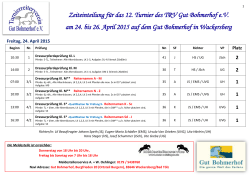 Zeiteinteilung für das 12. Turnier des TRV Gut Bohmerhof e.V. am