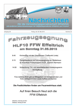 Jahrgang 38 Freitag, den 29. Mai 2015 Nummer 22