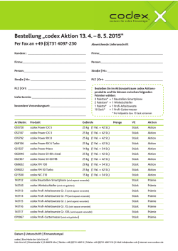 Bestellung „codex Aktion 13. 4. – 8. 5. 2015“
