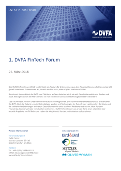 1. DVFA FinTech Forum - Frankfurt Main Finance eV