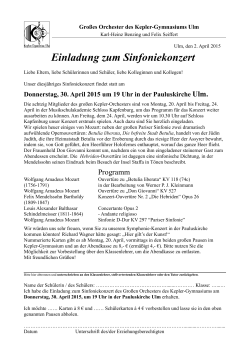 2015-Sinfoniekonzert Einladung - Kepler