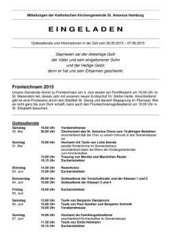 Eingeladen vom 31. Mai 2015 - Katholische Kirchengemeinde St