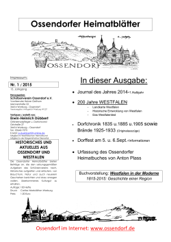 Ossendorfer Heimatblätter Nr. 01 2015