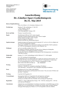 Ausschreibung Dr.-Günther-Sparr-Gedächtnispreis 30./31