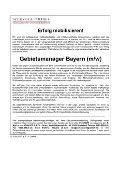 Gebietsmanager (m/w) - Bayern