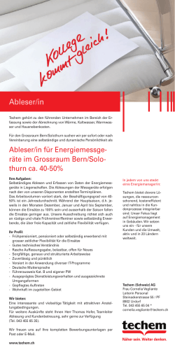 Ableser/in für Energiemessgeräte im Grossraum Bern