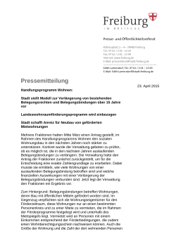Mietpreisbindung - Pressemitteilung der Stadt Freiburg
