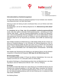 Informationsblatt zur Zweitwohnungssteuer