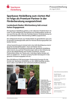 Sparkasse Heidelberg zum vierten Mal in Folge als Premium