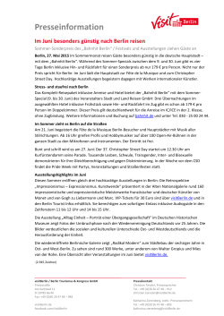 Im Juni besonders g&uuml;nstig nach Berlin reisen