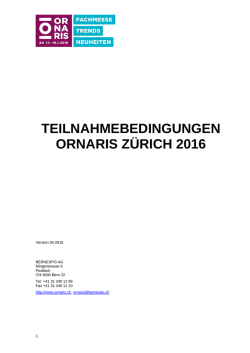 TEILNAHMEBEDINGUNGEN ORNARIS Z&Uuml;RICH 2016