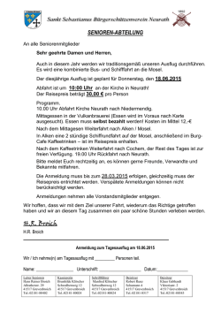 Einladung Tagesausflug 2015