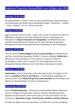 Geplantes Programm Romwallfahrt zum Heiligen Jahr 2016