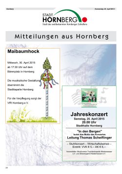 Amtliches Nachrichtenblatt Hornberg Nr. 16 vom 23.04.2015