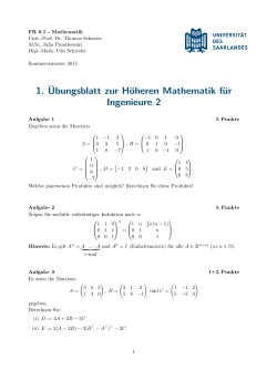 1. Übungsblatt zur Höheren Mathematik für Ingenieure 2