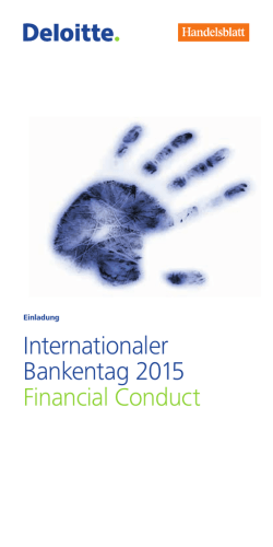 Internationaler Bankentag 2015 Financial Conduct
