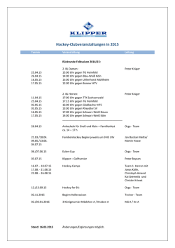 Hockey-Clubveranstaltungen in 2015