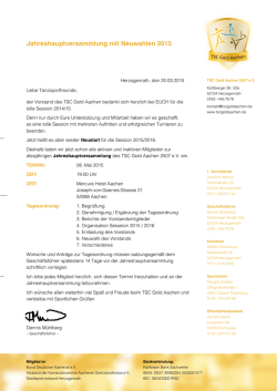 Jahreshauptversammlung mit Neuwahlen 2015