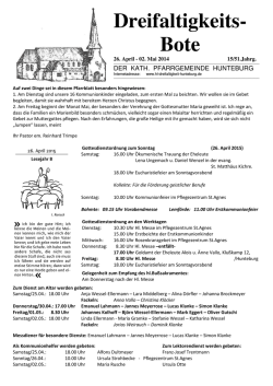 Dreifaltigkeitsbote - aktueller Pfarrbrief im PDF