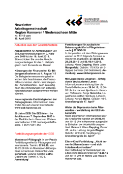 EEB Newsletter 17/15 vom 15.04.2015
