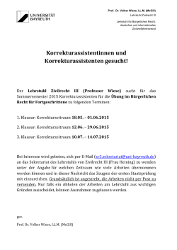 I. Verl&ouml;bnis - Professor Dr. Volker Wiese, LL.M. (McGill)